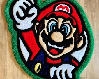 Tapete Super Mario feito à mão com efeito tufado