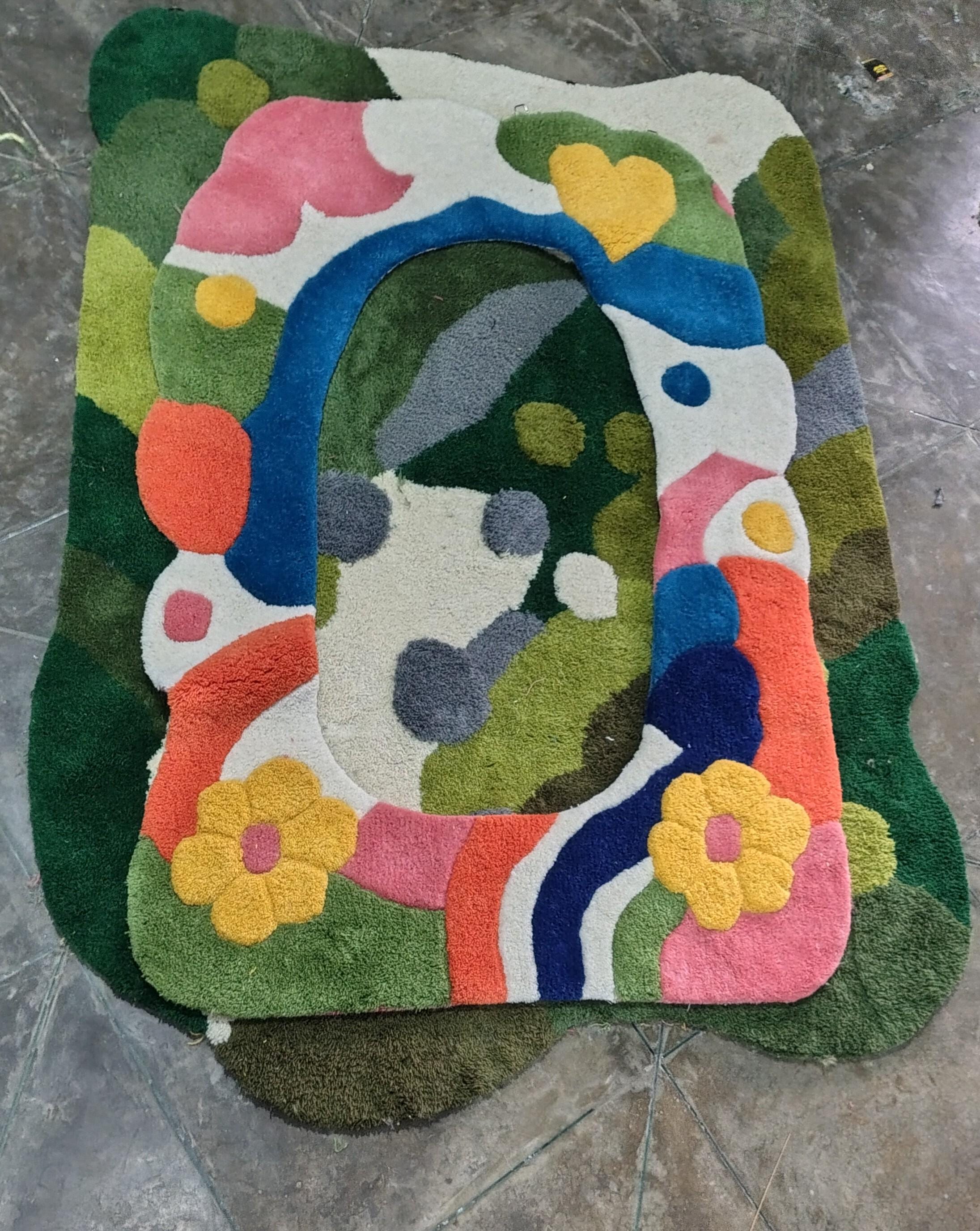 Handmade Moss Forest Landscape Hand Tufted Wall Hanging Large
