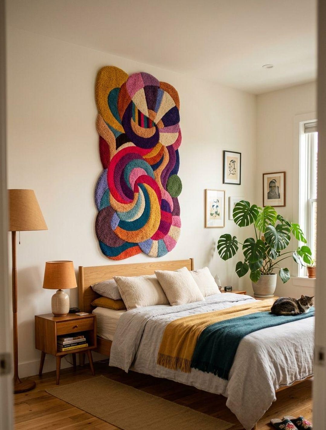 Handmade Tufted Abstract Wall Hanging Rug Wall Art Textile Modern Boho ...