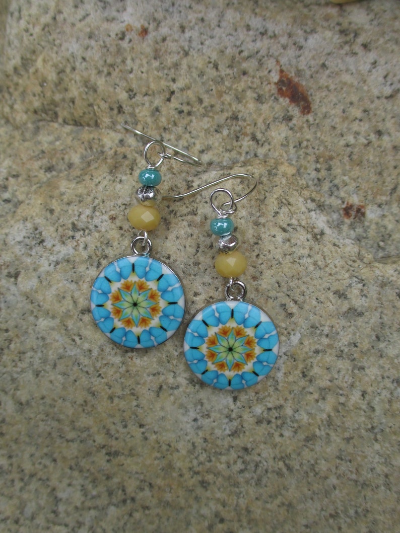 Retro Colorful Mandala Earrings