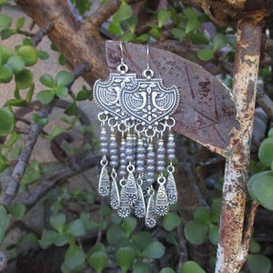 Long Chandelier Earrings - Luster Grey Seed Bead Chandelier Earrings - Boho Chandeliers - Hippie Chandeliers - Bohemian Chandelier Earrings