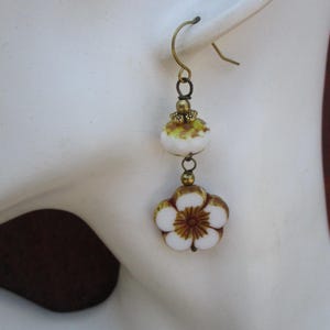 Boho Flower Bead Earrings - Large Czech Glass Flower Earrings - Hippie Flower Earrings - Double Sided Flower Earrings - Czech Bead Earrings