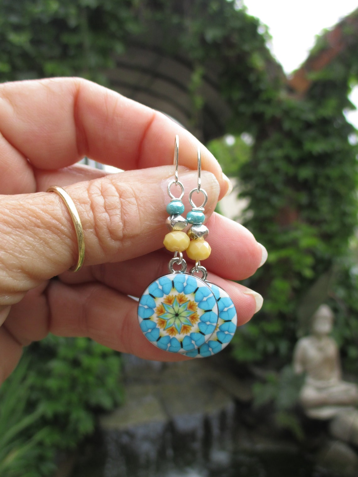 Retro Colorful Mandala Earrings main image 0
