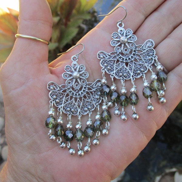 Large Bohemian Chandelier Earrings