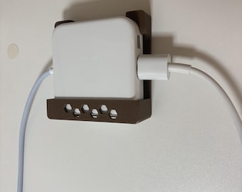 iMac Charger Stand with Magnetic Bar | Cable Organizer | Power Adapter Holder | No Drill Adhesive Mount | Apple Desk Accessory Gift