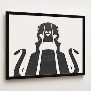 Cello Bridge Digital Print Textured Negative Space Musical Wall Art Japandi Minimalist Décor