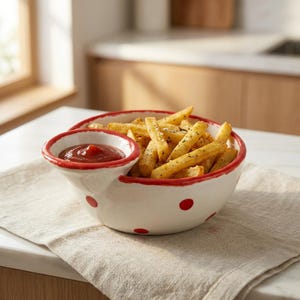 Bol de cerámica para salsa - Plato para servir dividido hecho a mano, servidor de condimentos