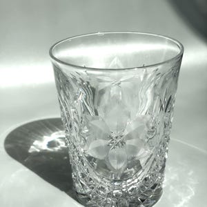Vintage Hand Cut Crystal Floral Whiskey Glass Heavy DOF Rocks Tumbler