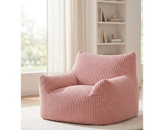 Oversized Bean Bag Chair with Armrests, Plush Corduroy Lounge Sofa, Cozy Reading Accent Chair