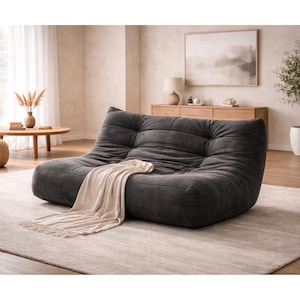2 Seater Bean Bag Sofa, Memory Foam Loveseat Lounge Chair