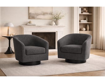 Set of 2 Modern Upholstered Accent Chairs, Round Club Lounge Seating
