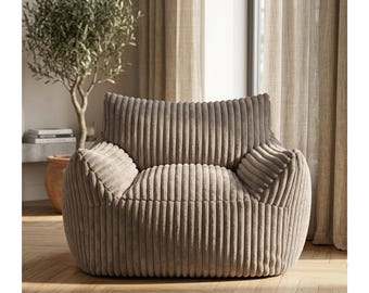 Oversized Plush Bean Bag Chair with Armrests, Cozy Adult Lounge Sofa
