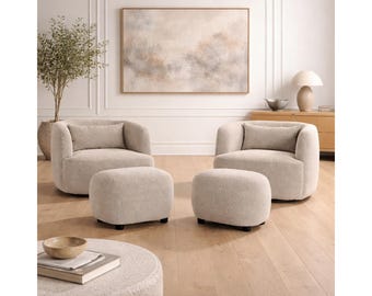 Sherpa Swivel Barrel Accent Chair, Boucle Upholstered Modern Lounge Armchair