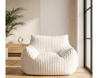 Oversized Plush Bean Bag Chair, Adult Lounge Sofa with Armrests, Cozy Floor Couch