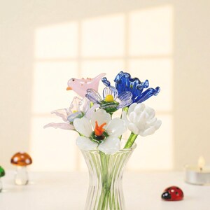 Mini Glass Flower First Mothers Day Gift For Stepmom Stepchild Keepsake Handmade Flamework