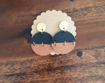 Split Disc Leather Earrings