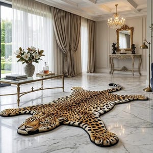 Hand Tufted Pure Wool Leopard Rug – Luxury Animal Shape Statement Carpet