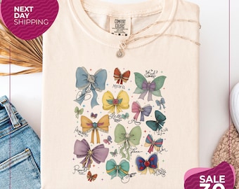 Camiseta Comfort Colors® Retro Coquette Bows Acuarela Princesa Disney / Camiseta Disney Aurora Ariel Bella Cenicienta Tiana / Reino Mágico
