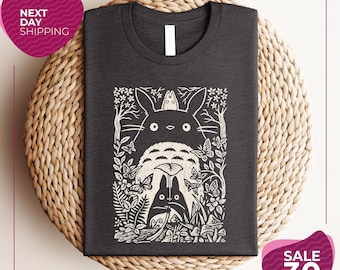 Camiseta vintage con boceto de Mi Vecino Totoro / Camiseta de anime de Studio Ghibli / Camiseta de Totoro / Camiseta de anime / Camiseta de El Viaje de Chihiro