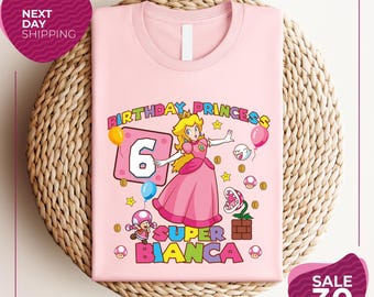Camiseta de cumpleaños personalizada de la Princesa Peach / Camiseta de cumpleaños de la Princesa Peach / Cumpleaños familiar / Camiseta de la Princesa Peach / Princesa Peach / Princesa