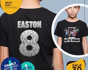 Camiseta de cumpleaños infantil personalizada / Tema de videojuegos para niños / Camiseta de cumpleaños a juego para toda la familia / ¡La victoria te espera! Camiseta de cumpleaños para niño