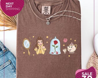 Camiseta Comfort Colors® Belle Coquette con lazo / Camiseta de princesa "Un cuento tan antiguo como el tiempo" / Camiseta de Disney "La Bella y la Bestia" / Camiseta de viaje de cuento de hadas a Disney