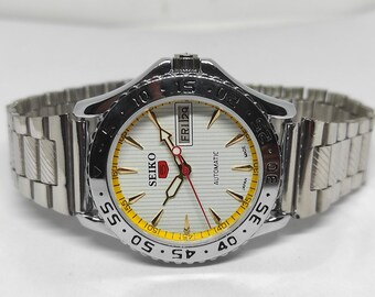 Vintage Seiko Day-Date Automatic Watch White Dial 38mm | Display Case Back | Refurbished Men's Watch