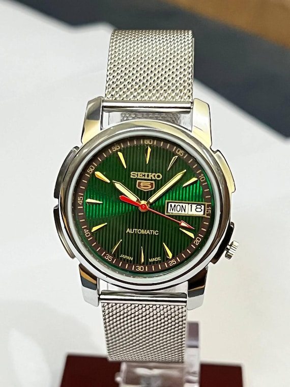 Vintage Seiko Automatic Watch Green Dial | 6309A 17 Jewels | Refurbished Men's Stainless Steel Watch