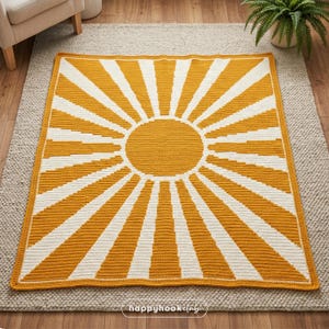 Sun Rays Crochet Blanket Pattern Boho Sun Crochet Blanket Pattern Overlay Mosaic Crochet PDF Modern Throw Pattern