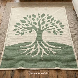 Baum des Lebens Häkeldecke Muster Overlay Mosaik Häkelanleitung Natur Decke Spirituelle Häkelanleitung PDF Instant Download