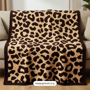 Leopard Crochet Blanket Pattern Animal Print Overlay Mosaic Modern Throw PDF