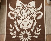 Highland Cow Crochet Blanket Pattern Overlay Mosaic Crochet PDF Farmhouse Baby Blanket Pattern Cow Afghan Pattern Western Nursery Decor