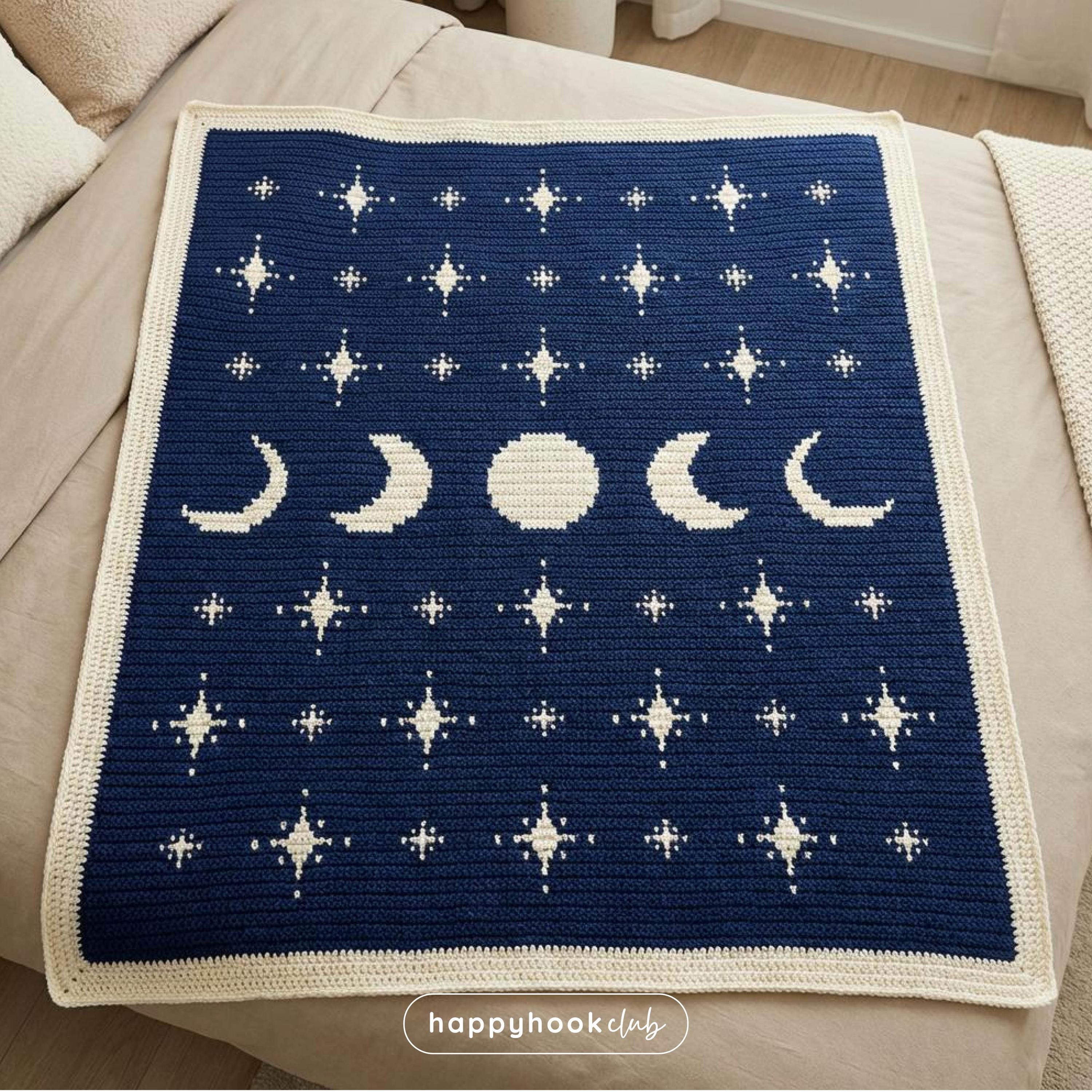 30 Witchy Crochet Patterns for Spooky, Celestial, and Gothic Makes 14 Moon Phase Overlay Mosaic Crochet Blanket Pattern