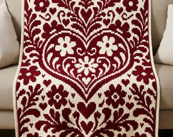 Gehaakt dekenpatroon bloemen hart Folk Love Moederdag Mozaïek pdf