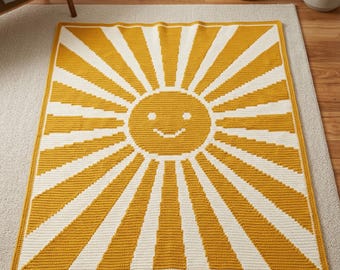 Lachende zon gehaakte dekenpatroon babydeken overlay mozaïek gehaakt patroon Sunshine gehaakt patroon kinderkamerdeken pdf