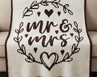 Dhr. en mevrouw overlay gehaakt dekenpatroon romantische bruiloft mozaïek pdf
