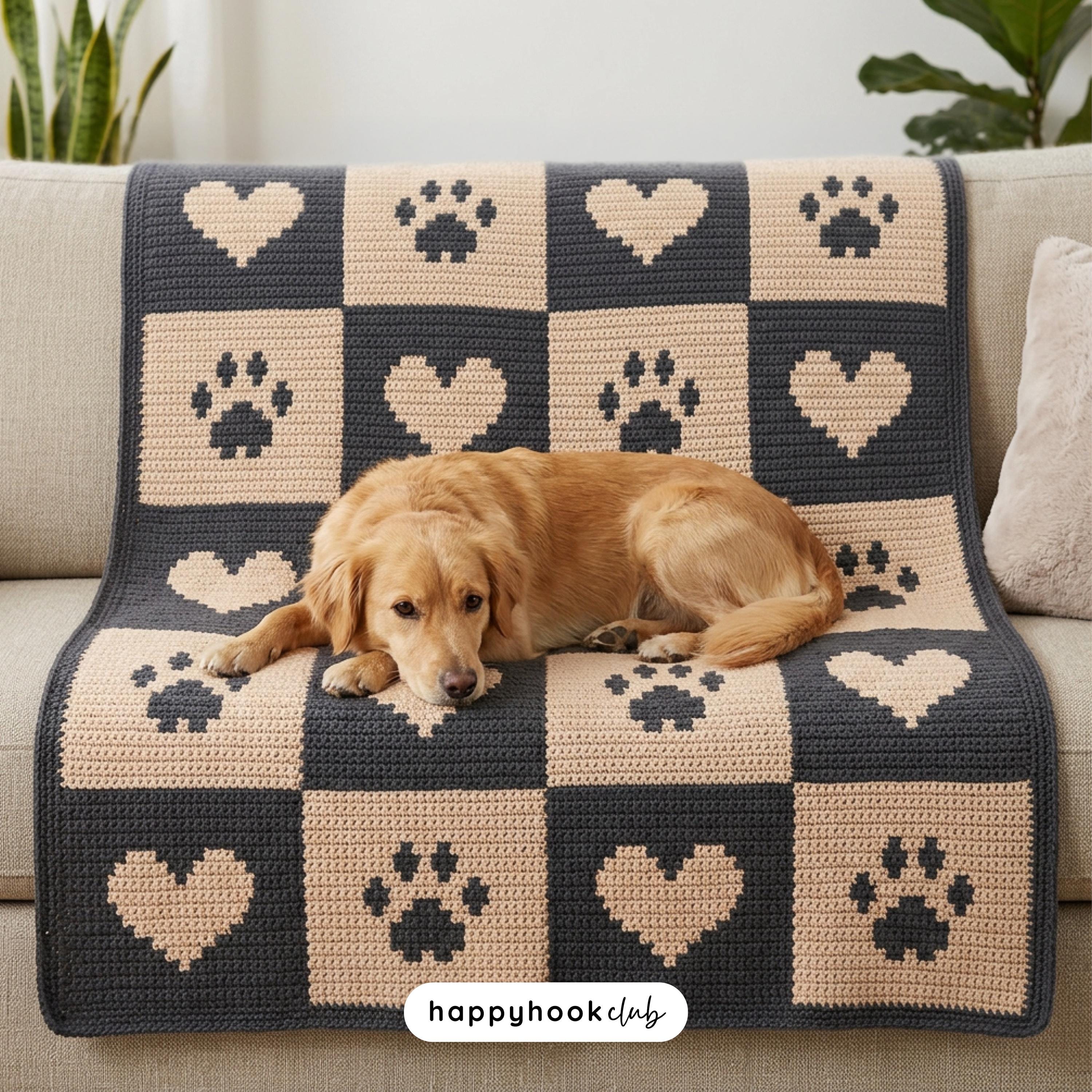 30 Beautiful Crochet Heart Patterns To Make With Love 20 Paw and Heart Mosaic Blanket Pattern