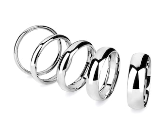 Stainless Steel Minimalist Wedding Band, Comfort Fit Plain Ring