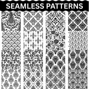 Geometric Damask Seamless Patterns Bundle, Laser Cut Vector Backgrounds (Digital Download)