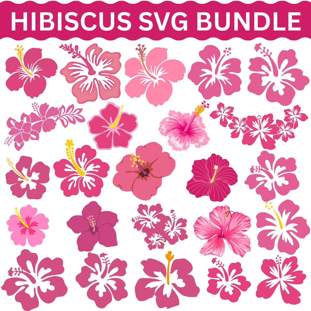 Hibiscus Svg Bundle, Tropical Flower Svg, Hawaii Flower Svg, Hibiscus ...
