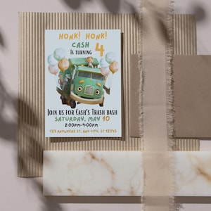 Trash Bash Birthday Invitation, Editable template