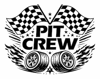 Pit Crew Racing Shirt Design, Checkered Flag SVG, Race Day PNG, Speedway Team Graphic, Fast Track Gift for Motorsport Fans
