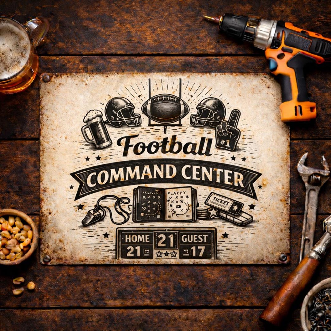 Football Command Center Sign SVG, Sports Fan Man Cave Decor Laser ...