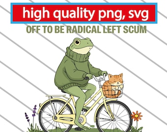 Radical Frog Cat Bicycle SVG, Anti Fascism PNG (Digital Download)