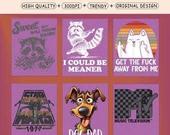 Sarcastic PNG Bundle, Snarky Funny Trending Humor Raccoon Goose Skeleton Sublimation Retro Vibes