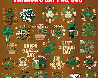 Funny Patrick's Day PNG Bundle, Lucky Charms Shamrock Designs (Digital Download)