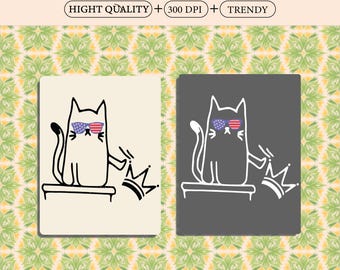Cat with American Flag Sunglasses PNG, Protest Art, Political Statement (Digital Download)