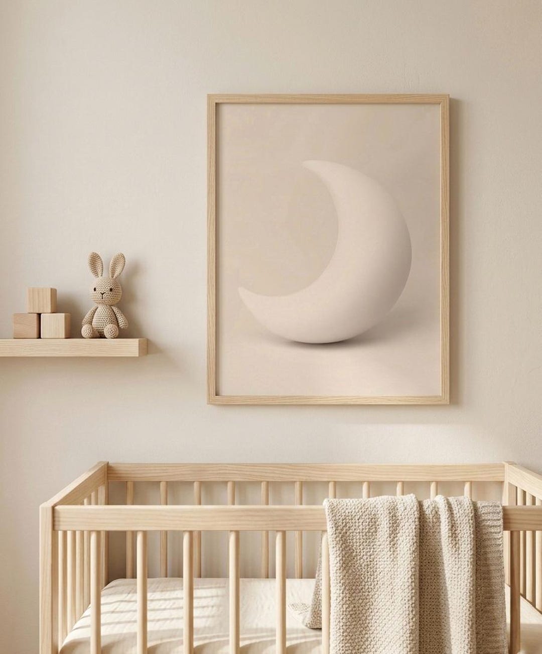 Beige Moon Nursery Wall Art Printable, Neutral Celestial Baby Room ...