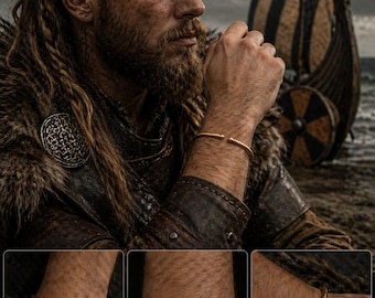 Handgemaakte messing Viking-manchetarmband (8,5 cm)