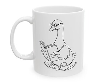 Silly Goose Book Mug, Cute Reader Goose Coffee Cup, Funny Book Lover Bookish Gift For Her, Funny Reading Duck Book Lover Gift, Reader Gift